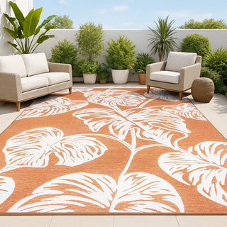 Livid High-Low Two-Tone Monstera Leaf Indoor/Outdoor Area Rug