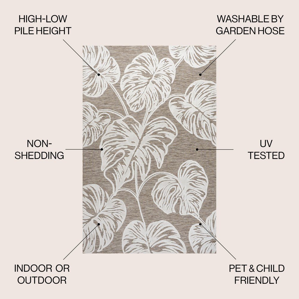 Livid High-Low Two-Tone Monstera Leaf Indoor/Outdoor Area Rug