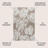 Livid High-Low Two-Tone Monstera Leaf Indoor/Outdoor Area Rug