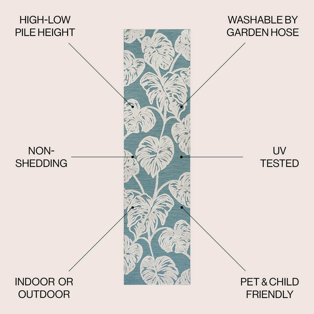 Livid High-Low Two-Tone Monstera Leaf Indoor/Outdoor Area Rug