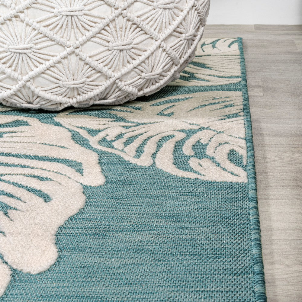 Livid High-Low Two-Tone Monstera Leaf Indoor/Outdoor Area Rug