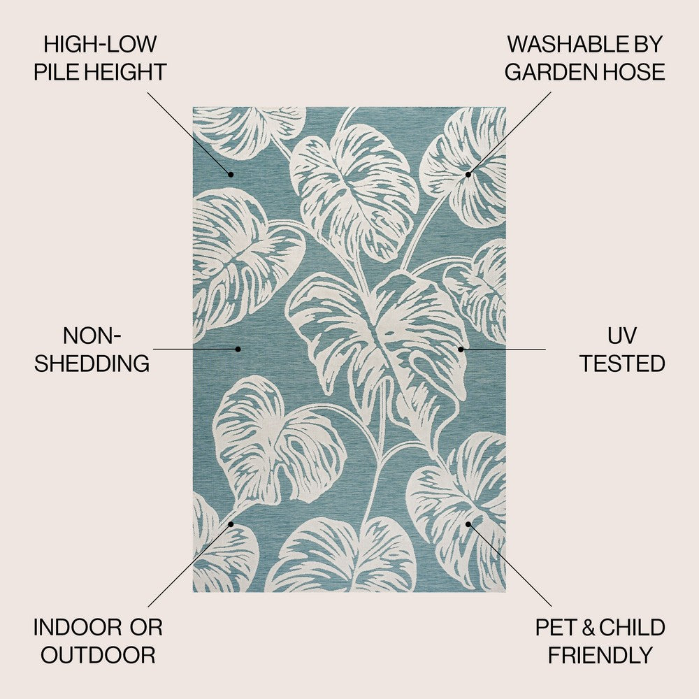 Livid High-Low Two-Tone Monstera Leaf Indoor/Outdoor Area Rug
