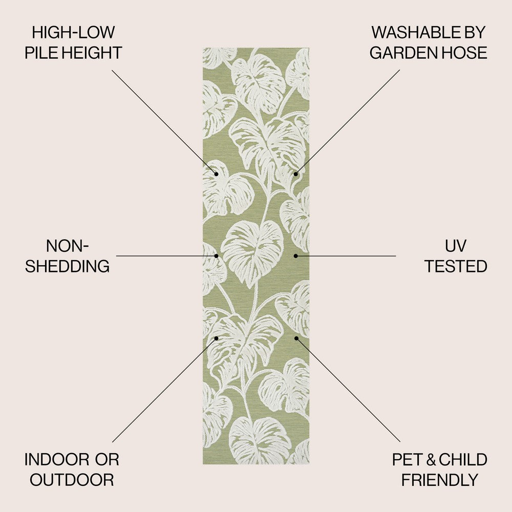 Livid High-Low Two-Tone Monstera Leaf Indoor/Outdoor Area Rug