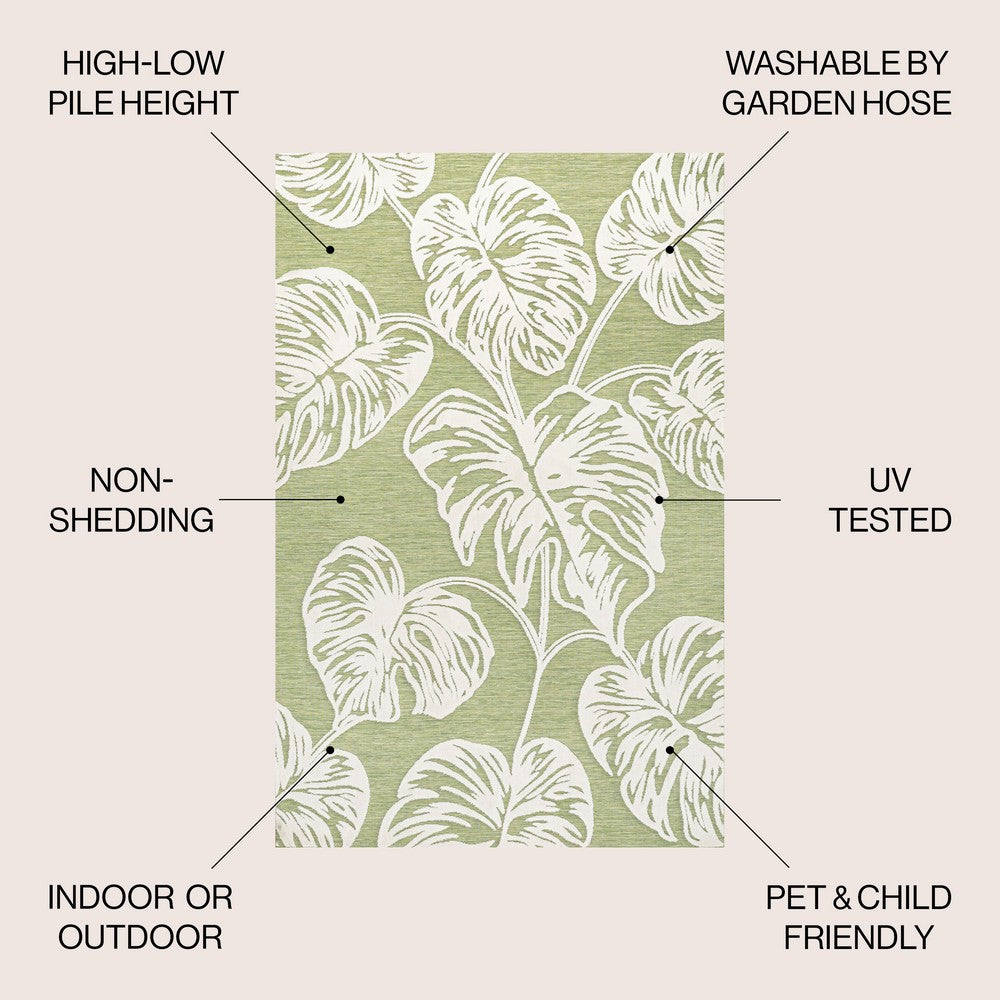 Livid High-Low Two-Tone Monstera Leaf Indoor/Outdoor Area Rug