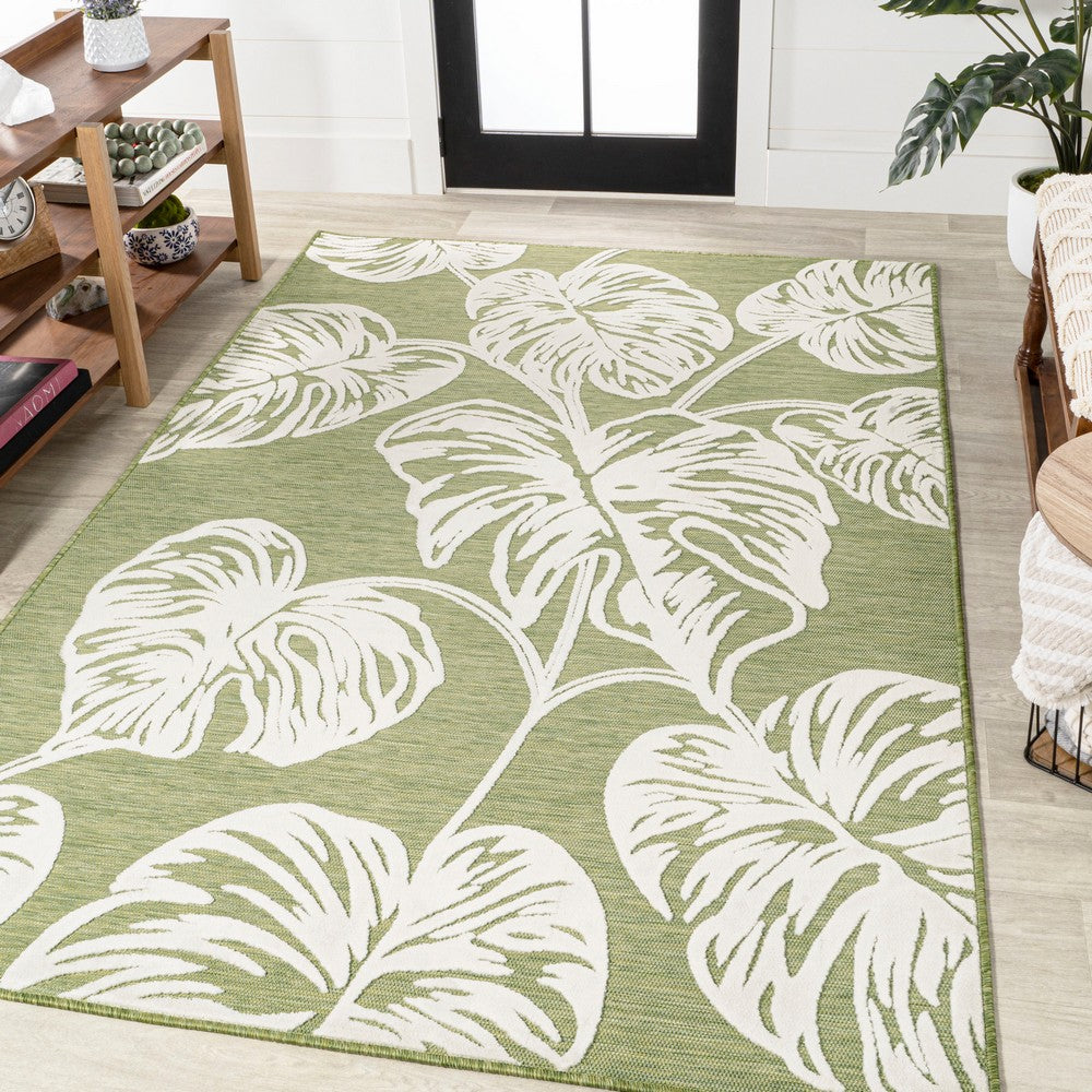 Livid High-Low Two-Tone Monstera Leaf Indoor/Outdoor Area Rug