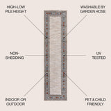 Well High-Low Modern Diamond Border Indoor/Outdoor Area Rug