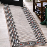 Well High-Low Modern Diamond Border Indoor/Outdoor Area Rug