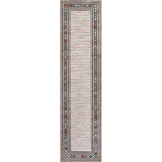 Well High-Low Modern Diamond Border Indoor/Outdoor Area Rug
