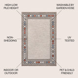 Well High-Low Modern Diamond Border Indoor/Outdoor Area Rug