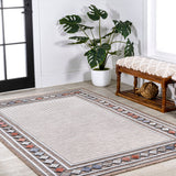 Well High-Low Modern Diamond Border Indoor/Outdoor Area Rug