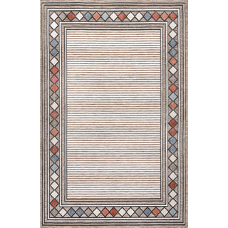 Well High-Low Modern Diamond Border Indoor/Outdoor Area Rug