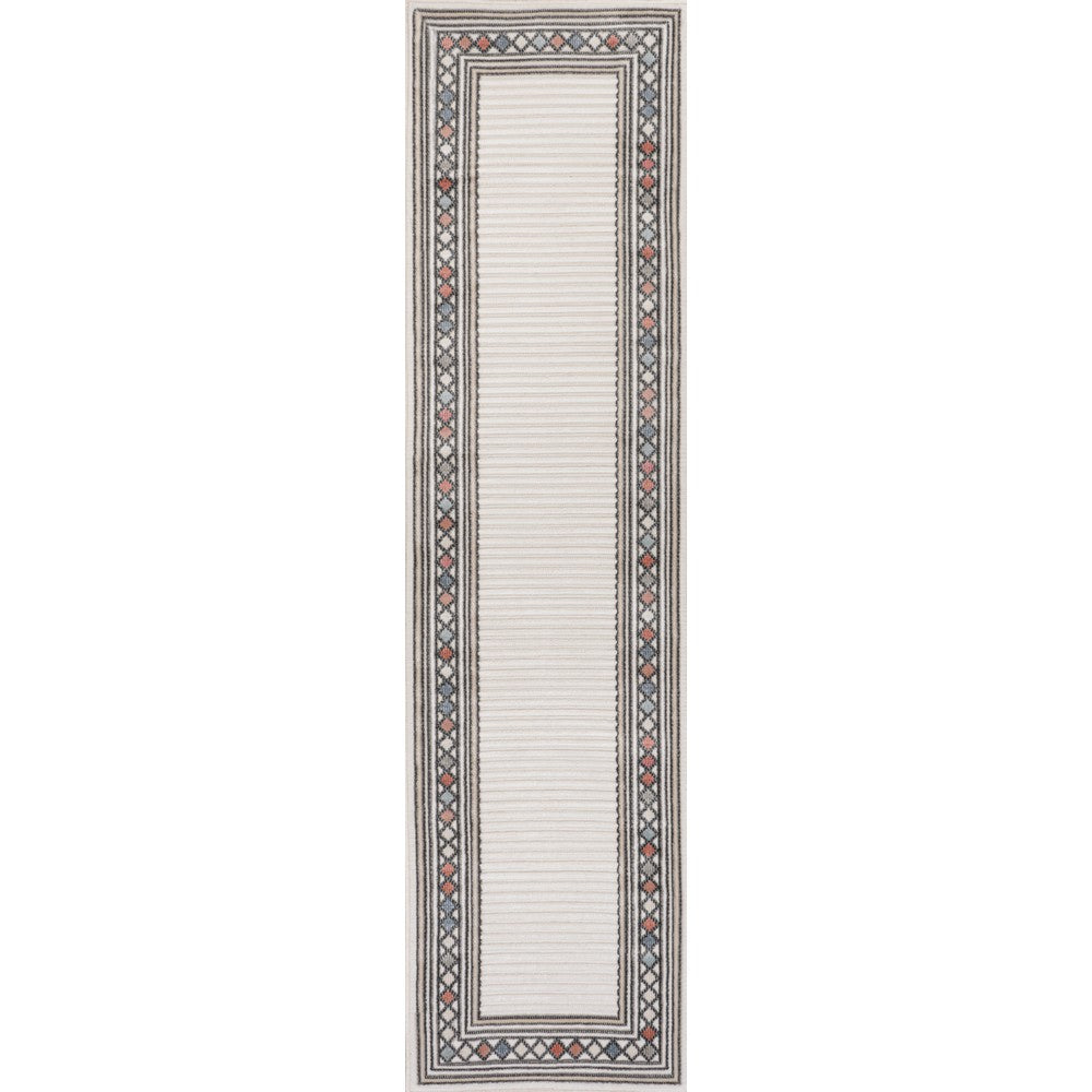 Well High-Low Modern Diamond Border Indoor/Outdoor Area Rug