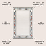 Well High-Low Modern Diamond Border Indoor/Outdoor Area Rug
