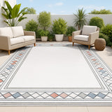 Well High-Low Modern Diamond Border Indoor/Outdoor Area Rug