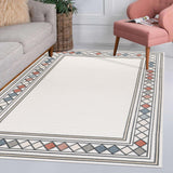 Well High-Low Modern Diamond Border Indoor/Outdoor Area Rug