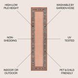 Well High-Low Modern Diamond Border Indoor/Outdoor Area Rug