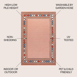 Well High-Low Modern Diamond Border Indoor/Outdoor Area Rug
