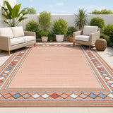 Well High-Low Modern Diamond Border Indoor/Outdoor Area Rug