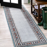 Well High-Low Modern Diamond Border Indoor/Outdoor Area Rug