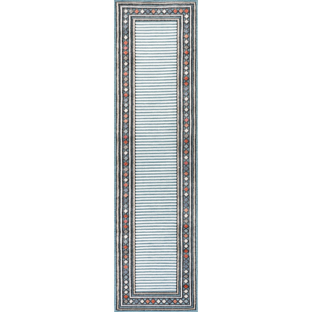 Well High-Low Modern Diamond Border Indoor/Outdoor Area Rug