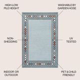 Well High-Low Modern Diamond Border Indoor/Outdoor Area Rug