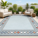 Well High-Low Modern Diamond Border Indoor/Outdoor Area Rug