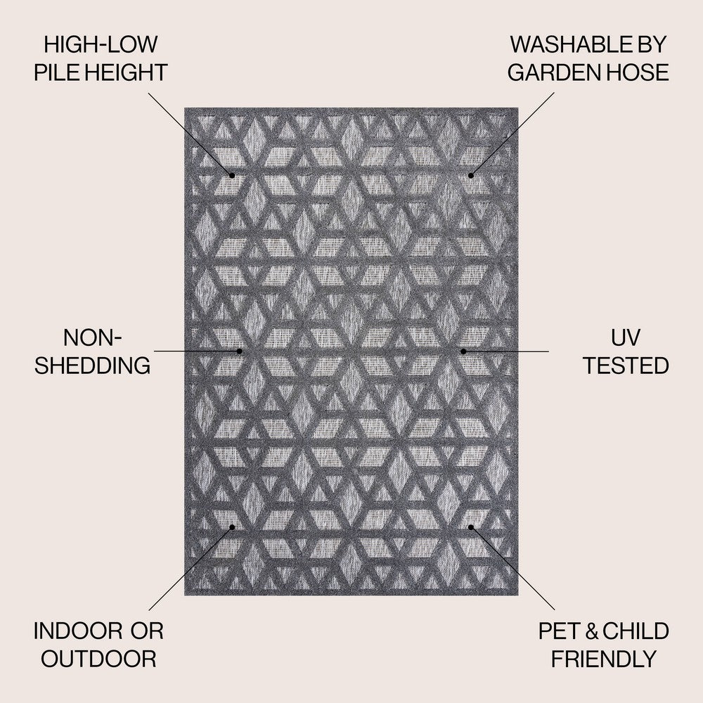 Celia neutral Geometric Indoor/outdoor Area Rug