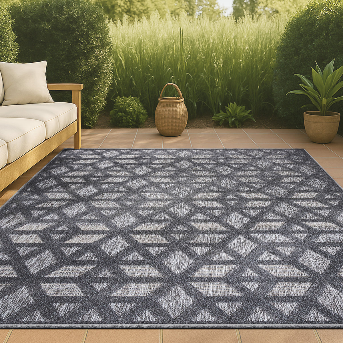 Celia neutral Geometric Indoor/outdoor Area Rug