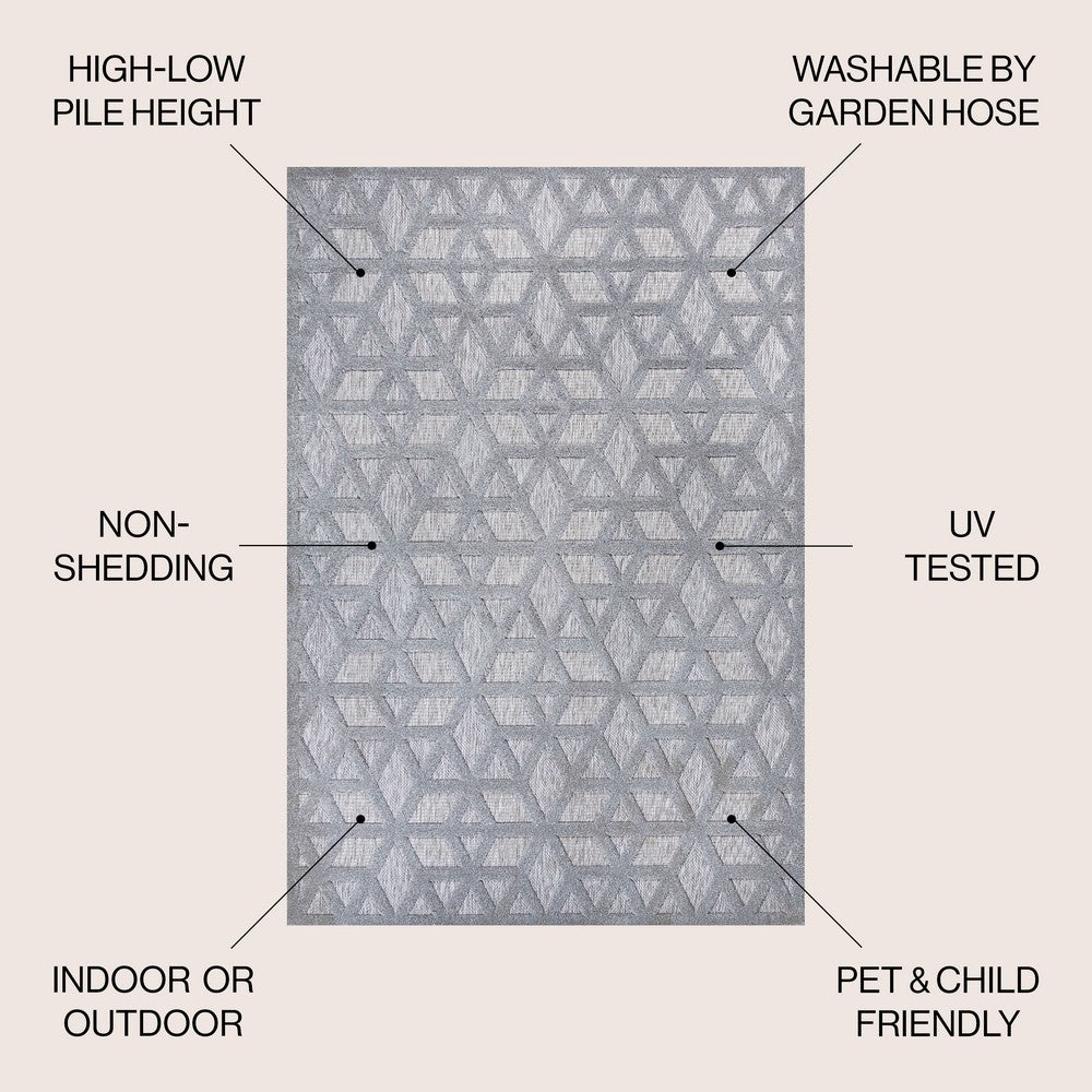 Celia neutral Geometric Indoor/outdoor Area Rug