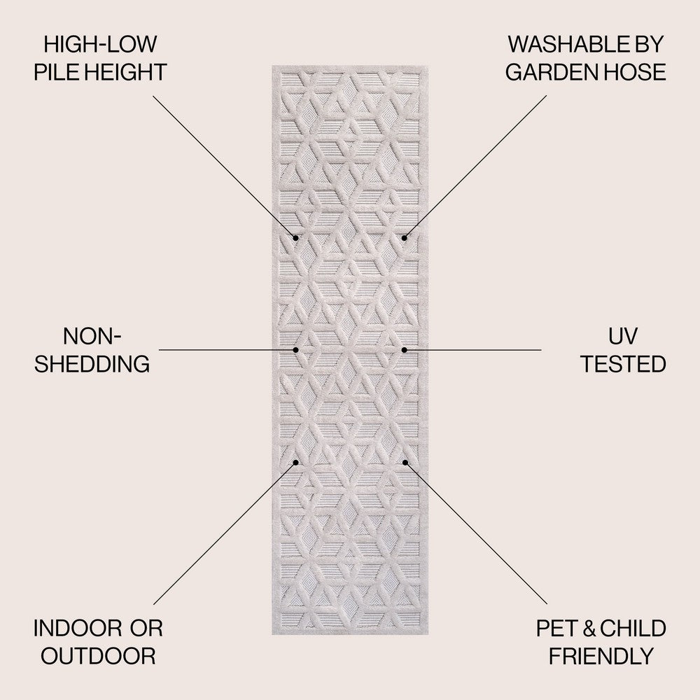 Celia neutral Geometric Indoor/outdoor Area Rug