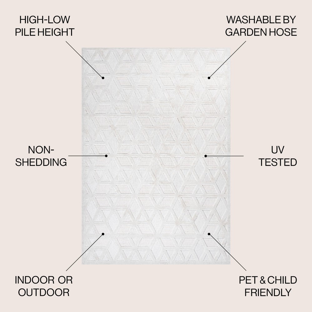 Celia neutral Geometric Indoor/outdoor Area Rug