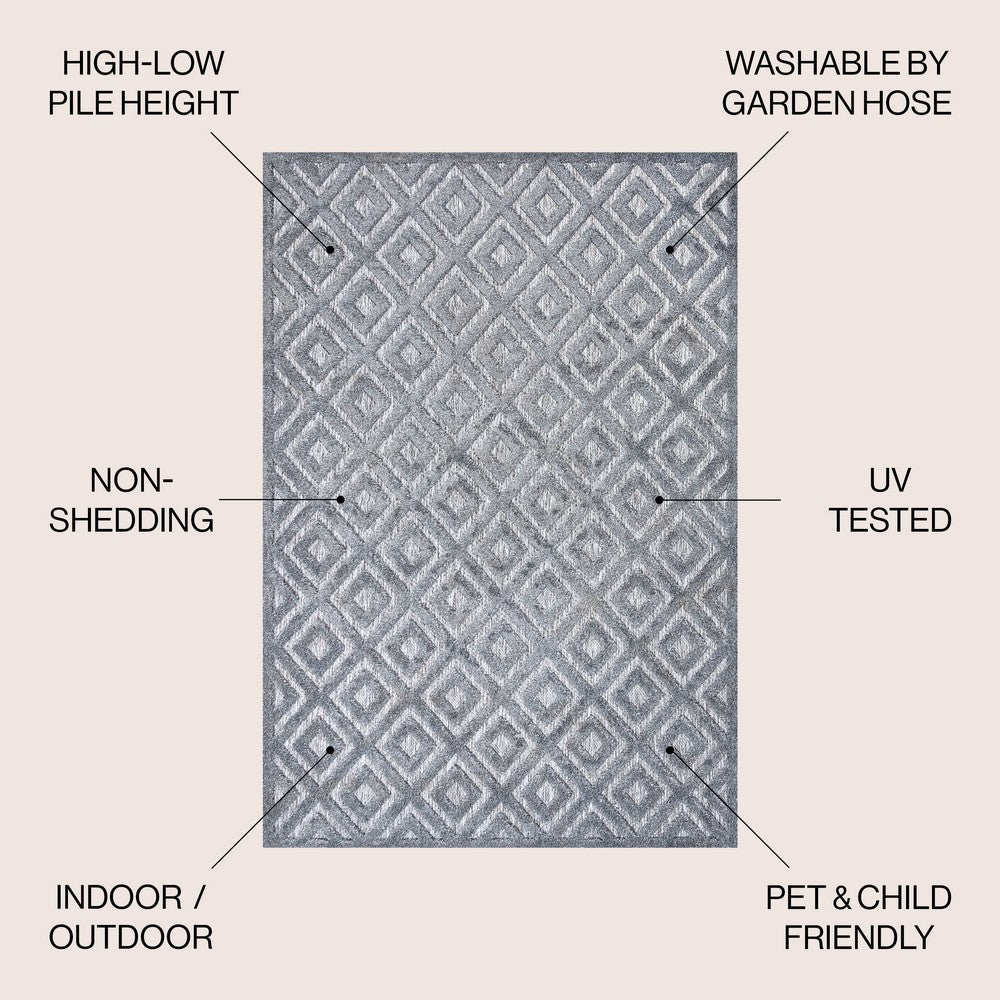 Zachariah neutral Diamond Trellis Indoor/outdoor Area Rug