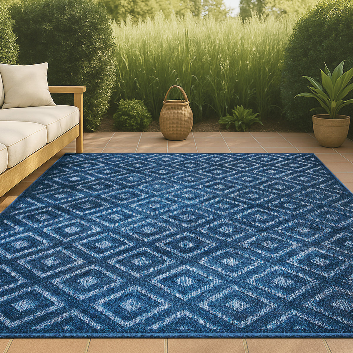 Zachariah neutral Diamond Trellis Indoor/outdoor Area Rug