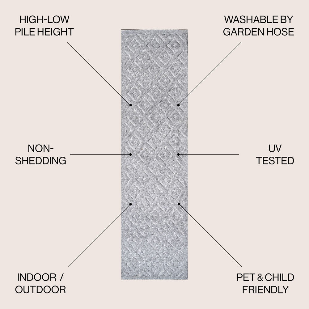 Zachariah neutral Diamond Trellis Indoor/outdoor Area Rug