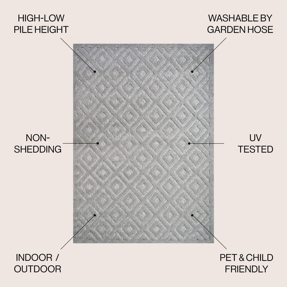 Zachariah neutral Diamond Trellis Indoor/outdoor Area Rug