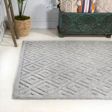 Zachariah neutral Diamond Trellis Indoor/outdoor Area Rug