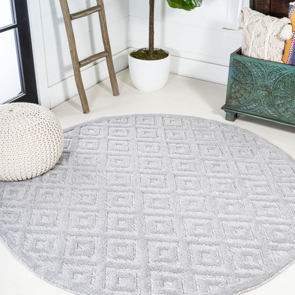 Zachariah neutral Diamond Trellis Indoor/outdoor Area Rug