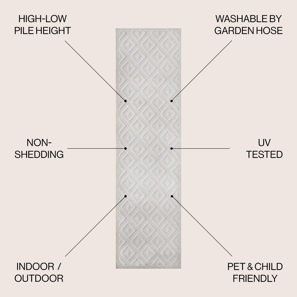 Zachariah neutral Diamond Trellis Indoor/outdoor Area Rug