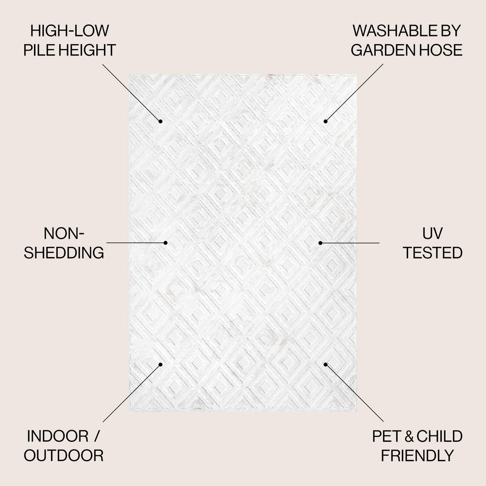 Zachariah neutral Diamond Trellis Indoor/outdoor Area Rug