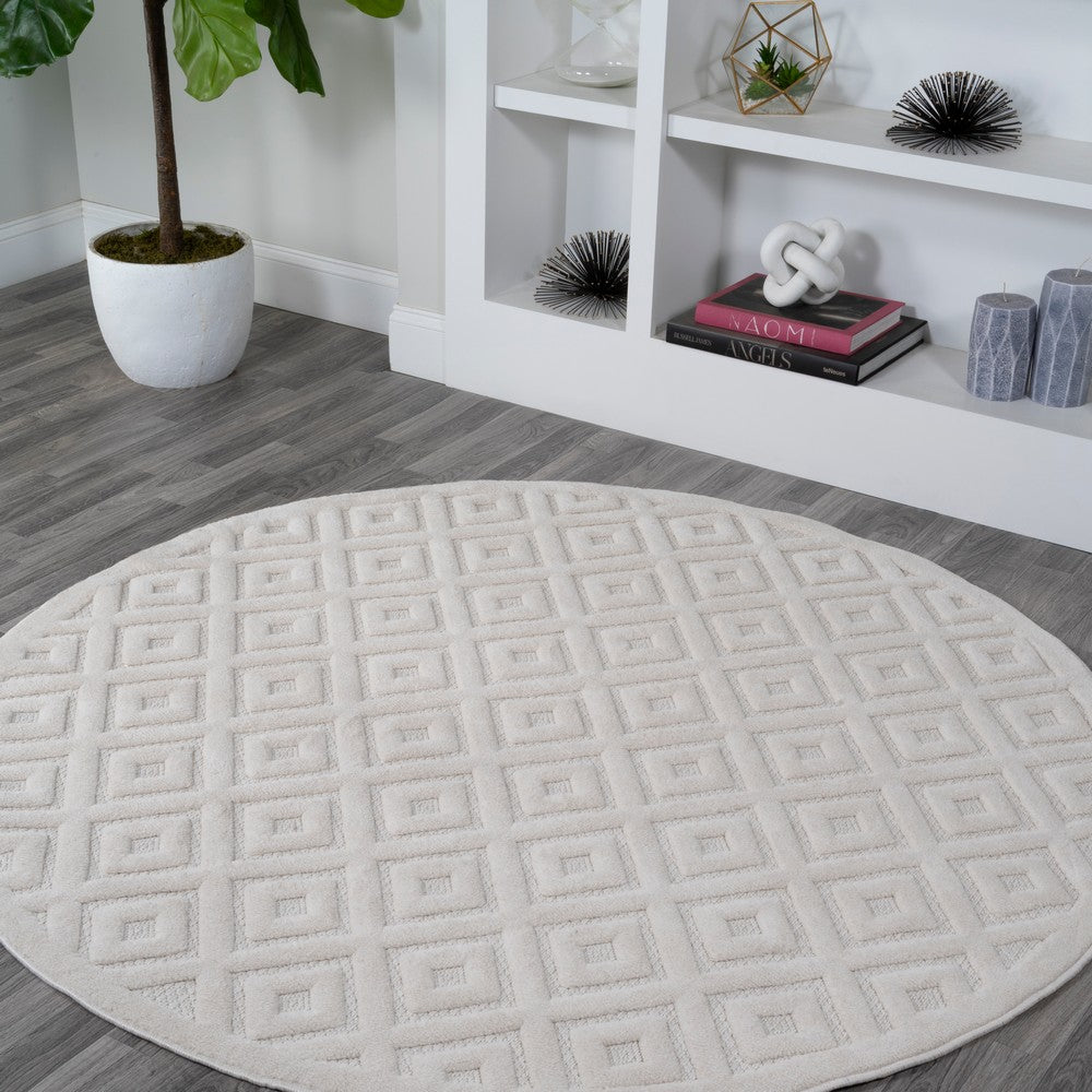 Zachariah neutral Diamond Trellis Indoor/outdoor Area Rug
