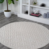 Zachariah neutral Diamond Trellis Indoor/outdoor Area Rug