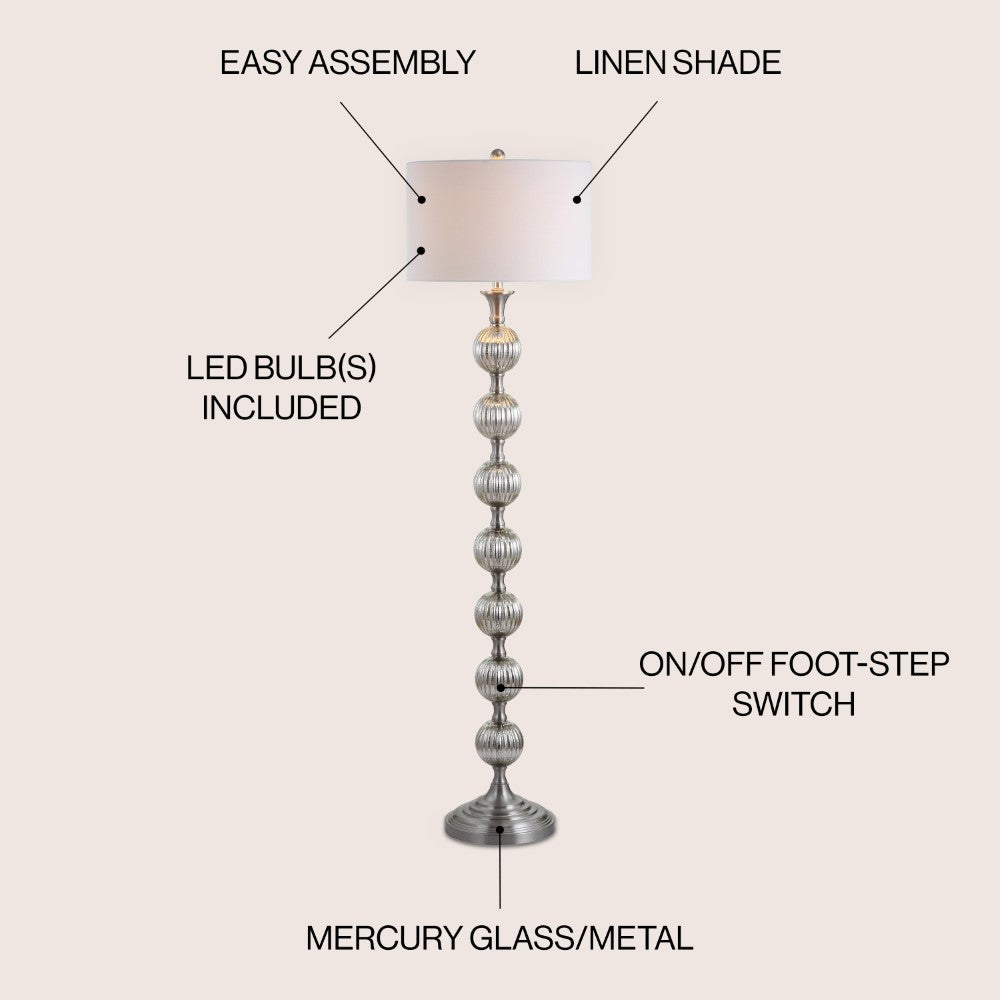 Royal 60.5" Glass/Metal LED Floor Lamp