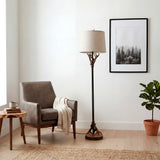 Highland 61 in. Rustic Lodge Faux Antler Resin/Metal LED Floor Lamp