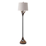 Highland 61 in. Rustic Lodge Faux Antler Resin/Metal LED Floor Lamp