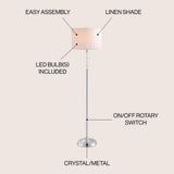Kylan 60.5" Crystal/Metal LED Floor Lamp