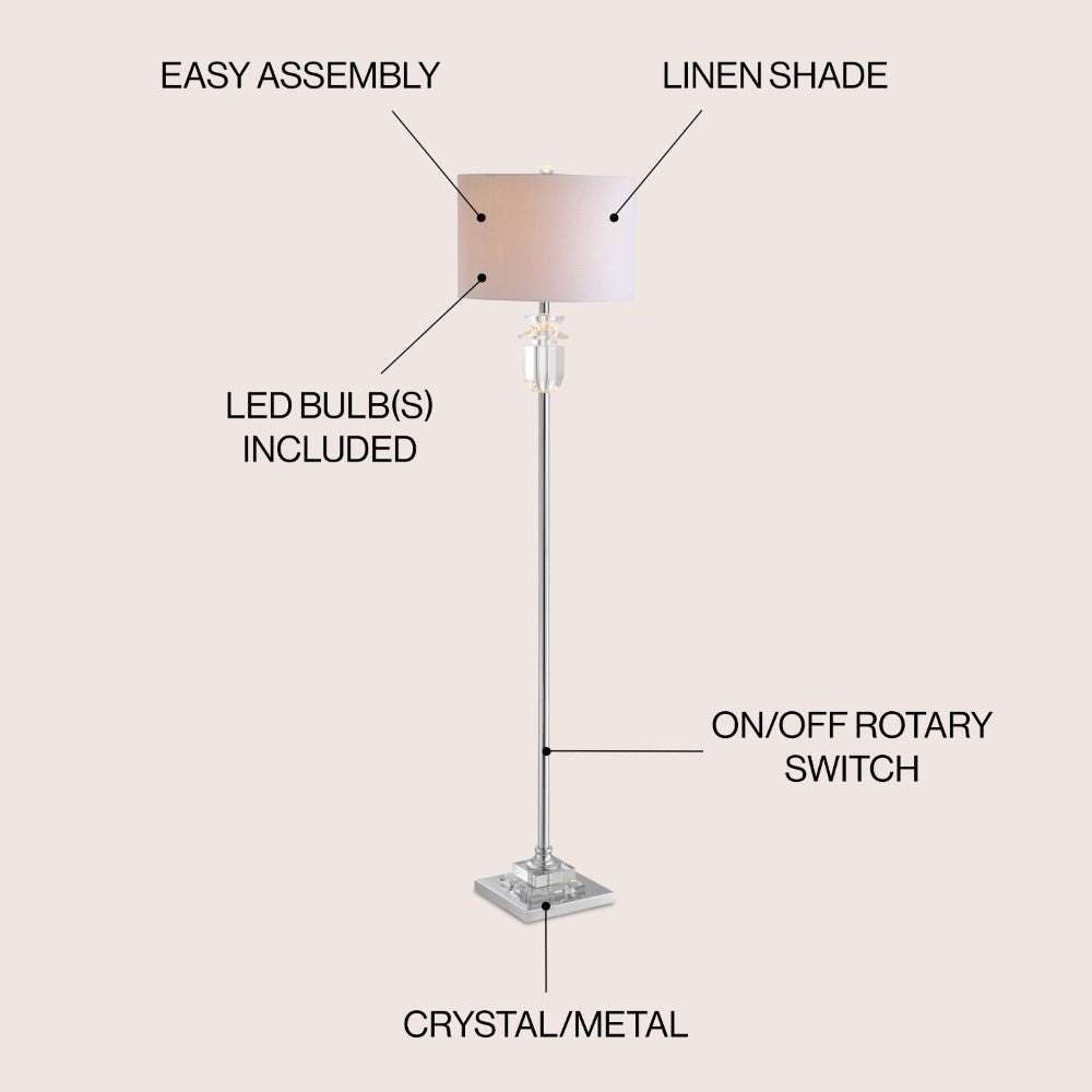 Jazmine 63" Crystal/Metal LED Floor Lamp