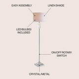 Jazmine 63" Crystal/Metal LED Floor Lamp