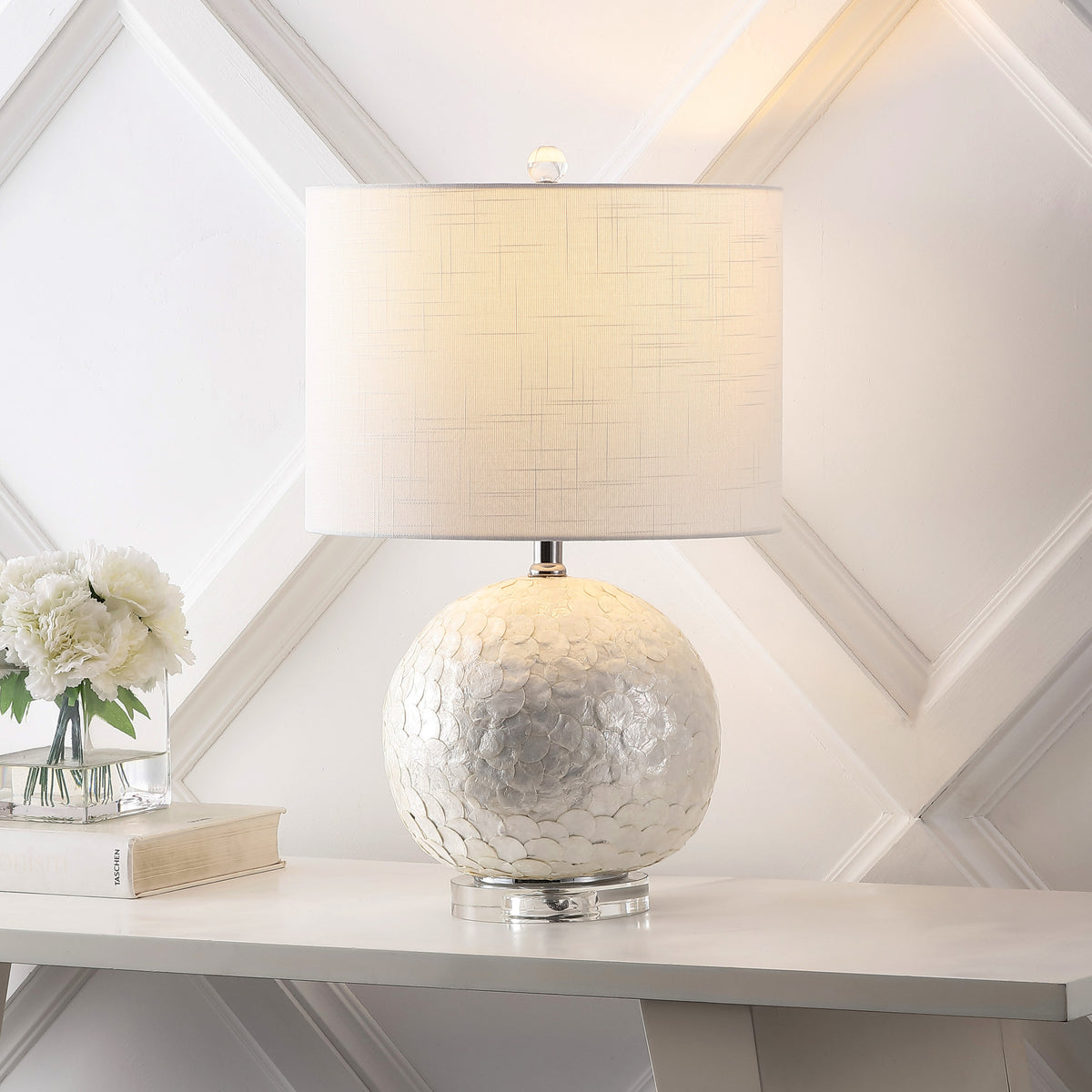Evalyn 23.5" Capiz Seashell Sphere LED Table Lamp