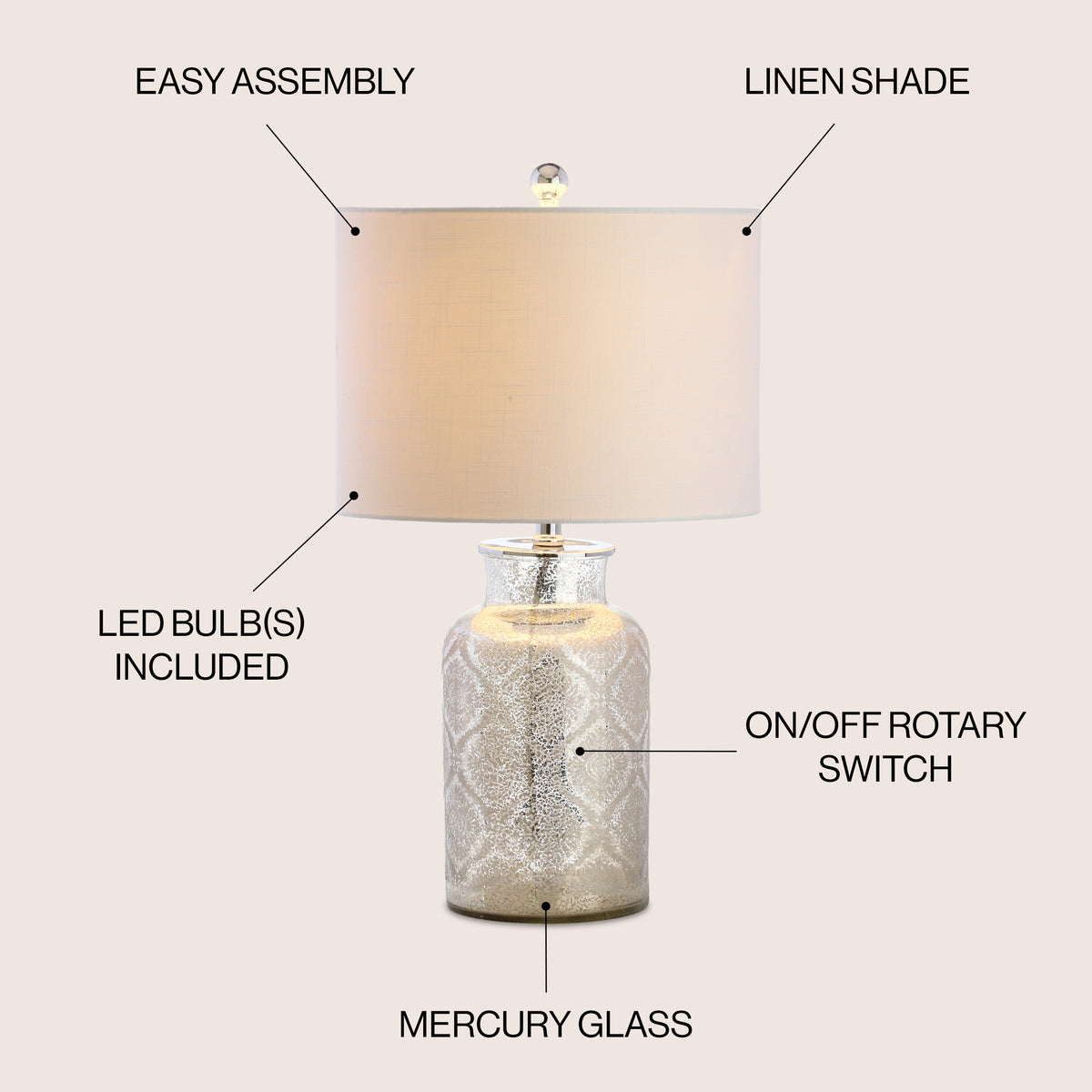 Dax 24.5" Trellis Pattern Glass LED Table Lamp