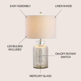 Dax 24.5" Trellis Pattern Glass LED Table Lamp